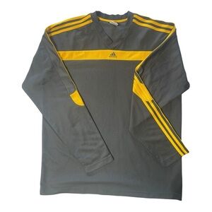 Adidas Men's Charcoal and Gold Long Sleeve Jersey Shirt
